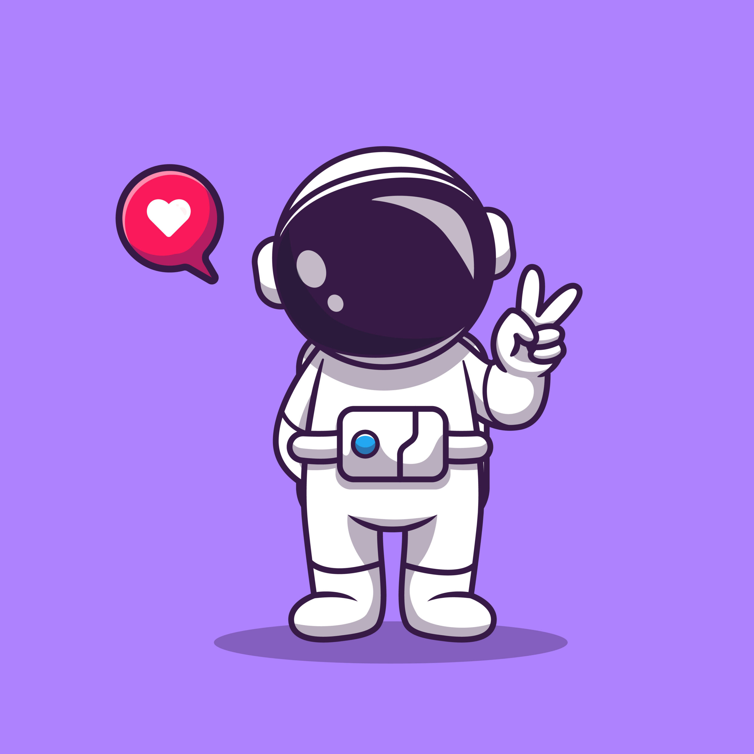 Cute Astronaut With Hand Peace Cartoon Vector Icon Illustration